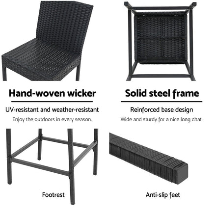 Gardeon Set of 4 Outdoor Bar Stools Dining Chairs Wicker Furniture Outdoor Furniture Kings Warehouse 