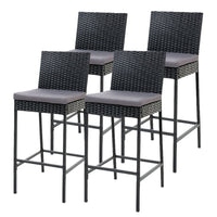 Gardeon Set of 4 Outdoor Bar Stools Dining Chairs Wicker Furniture Outdoor Furniture Kings Warehouse 