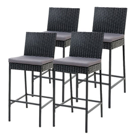 Gardeon Set of 4 Outdoor Bar Stools Dining Chairs Wicker Furniture Outdoor Furniture Kings Warehouse 