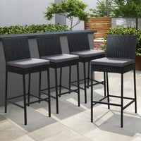 Gardeon Set of 4 Outdoor Bar Stools Dining Chairs Wicker Furniture Outdoor Furniture Kings Warehouse 