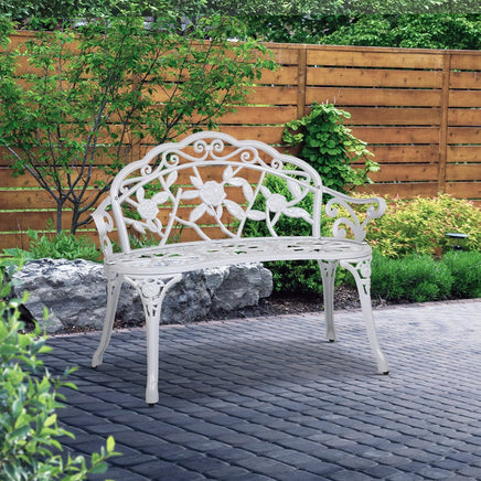 Gardeon Victorian Garden Bench – White Outdoor Kings Warehouse 