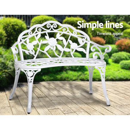Gardeon Victorian Garden Bench – White Outdoor Kings Warehouse 