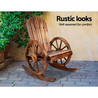 Gardeon Wagon Wheels Rocking Chair - Brown Gardeon Kings Warehouse 