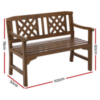 Gardeon Wooden Garden Bench 2 Seat Patio Furniture Timber Outdoor Lounge Chair Natural Outdoor Kings Warehouse 