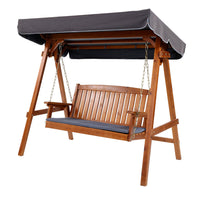 Garden Wooden Swing Chair Garden Bench Canopy 3 Seater Outdoor Furniture
