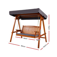 Gardeon Wooden Swing Chair Garden Bench Canopy 3 Seater Outdoor Furniture Kings Warehouse 
