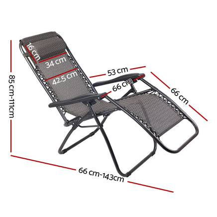 Gardeon Zero Gravity Chair 2PC Reclining Outdoor Sun Lounge Folding Camping Camping Supplies Kings Warehouse 