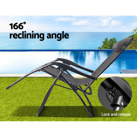 Gardeon Zero Gravity Chair 2PC Reclining Outdoor Sun Lounge Folding Camping Camping Supplies Kings Warehouse 