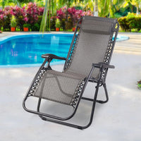 Gardeon Zero Gravity Recliner Chairs Outdoor Sun Lounge Beach Chair Camping - Beige Camping Kings Warehouse 