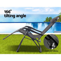 Gardeon Zero Gravity Recliner Chairs Outdoor Sun Lounge Beach Chair Camping - Beige Camping Kings Warehouse 