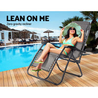 Gardeon Zero Gravity Recliner Chairs Outdoor Sun Lounge Beach Chair Camping - Beige Camping Kings Warehouse 