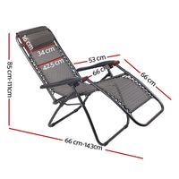 Gardeon Zero Gravity Recliner Chairs Outdoor Sun Lounge Beach Chair Camping - Beige Camping Kings Warehouse 