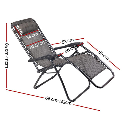 Gardeon Zero Gravity Recliner Chairs Outdoor Sun Lounge Beach Chair Camping - Beige Camping Kings Warehouse 