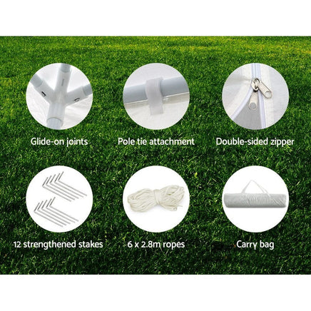 Gazebo 3x6 Outdoor Marquee Side Wall Party Wedding Tent Camping White Kings Warehouse 