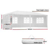 Gazebo 3x6 Outdoor Marquee Side Wall Party Wedding Tent Camping White Kings Warehouse 