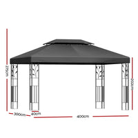 Gazebo 4x3m Party Marquee Outdoor Wedding Event Tent Iron Art Patio Kings Warehouse 