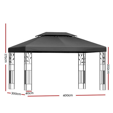 Gazebo 4x3m Party Marquee Outdoor Wedding Event Tent Iron Art Patio Kings Warehouse 