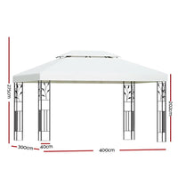 Gazebo 4x3m Party Marquee Outdoor Wedding Event Tent Iron Art White Kings Warehouse 