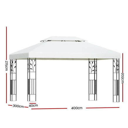 Gazebo 4x3m Party Marquee Outdoor Wedding Event Tent Iron Art White Kings Warehouse 