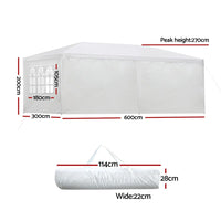 Gazebo Outdoor Marquee Wedding Gazebos Party Tent Camping White 3x6m Kings Warehouse 