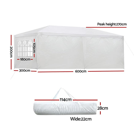 Gazebo Outdoor Marquee Wedding Gazebos Party Tent Camping White 3x6m Kings Warehouse 