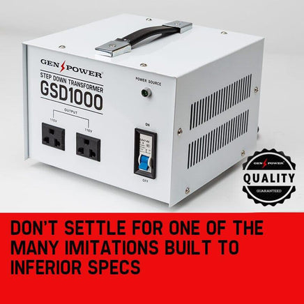 GENPOWER 1000W Step Down Transformer 240v-110v Stepdown Voltage Converter AU-US Kings Warehouse 