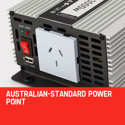 GENPOWER Pure Sine Wave 1500W/3000W 12V/240V Power Inverter Caravan Boat CarPlug Kings Warehouse 