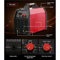 Giantz 220 Amp Inverter Welder TIG MMA ARC DC Gas Welding Machine Stick Portable Power Tools Kings Warehouse 