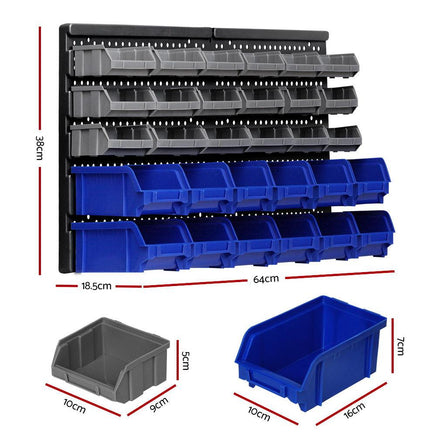 Giantz 30 Bin Wall Mounted Rack Storage Organiser Kings Warehouse 
