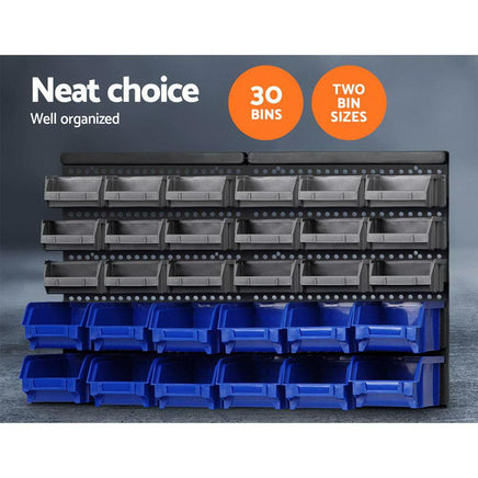 Giantz 30 Bin Wall Mounted Rack Storage Organiser Kings Warehouse 