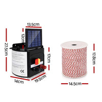 Giantz 3km Solar Electric Fence Energiser Charger with 500M Tape and 25pcs Insulators Kings Warehouse 