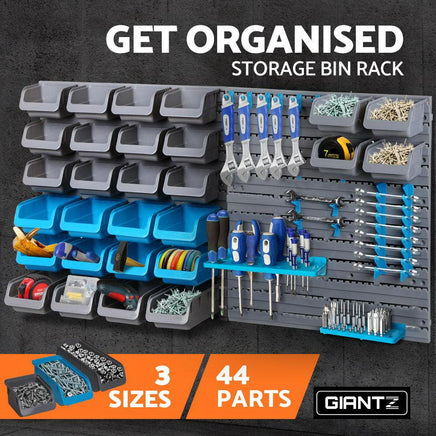 Giantz 44 Bin Wall Mounted Rack Storage Organiser Kings Warehouse 