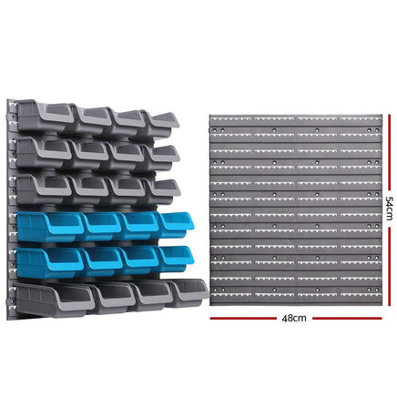 Giantz 44 Bin Wall Mounted Rack Storage Organiser Kings Warehouse 