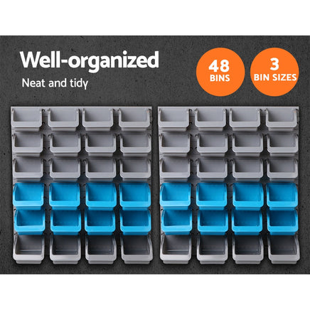 Giantz 48 Bin Wall Mounted Rack Storage Organiser Home & Garden > Storage Kings Warehouse 
