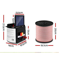 Giantz 5km Solar Electric Fence Energiser Charger with 400M Tape and 25pcs Insulators Kings Warehouse 