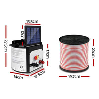 Giantz 8km Solar Electric Fence Energiser Charger with 400M Tape and 25pcs Insulators Kings Warehouse 