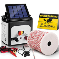 Giantz 8km Solar Electric Fence Energiser Charger with 500M Tape and 25pcs Insulators Kings Warehouse 