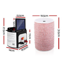 Giantz 8KM Solar Electric Fence Energiser Energizer 0.3J + 2000M Poly Fencing Wire Tape Kings Warehouse 