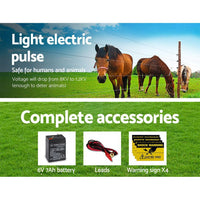 Giantz 8km Solar Power Electric Fence Charger Energiser 0.3J White Farm Supplies Kings Warehouse 