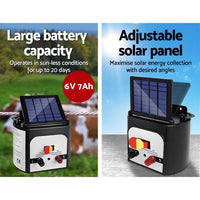 Giantz 8km Solar Power Electric Fence Charger Energiser 0.3J White Farm Supplies Kings Warehouse 