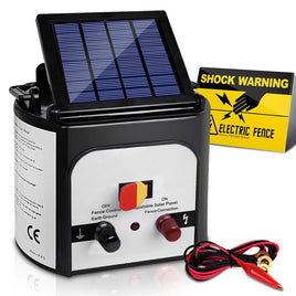 Giantz 8km Solar Power Electric Fence Charger Energiser 0.3J White Farm Supplies Kings Warehouse 