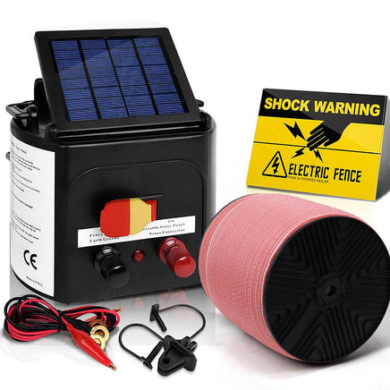 Giantz Electric Fence Energiser 3km Solar Powered Charger Set + 2000m Tape Farm Supplies Kings Warehouse 