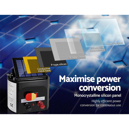 Giantz Electric Fence Energiser 3km Solar Powered Charger Set + 2000m Tape Farm Supplies Kings Warehouse 