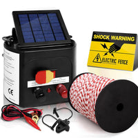 Giantz Electric Fence Energiser 3km Solar Powered Energizer Charger + 500m Tape Farm Supplies Kings Warehouse 