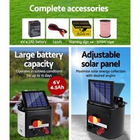 Giantz Electric Fence Energiser 3km Solar Powered Energizer Charger + 500m Tape Farm Supplies Kings Warehouse 