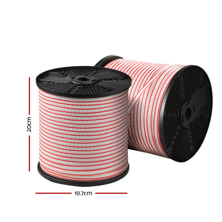 Giantz Electric Fence Wire 400M Tape Fencing Roll Energiser Poly Stainless Steel Farm Supplies Kings Warehouse 