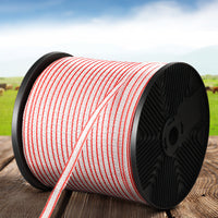 Giantz Electric Fence Wire 400M Tape Fencing Roll Energiser Poly Stainless Steel Farm Supplies Kings Warehouse 