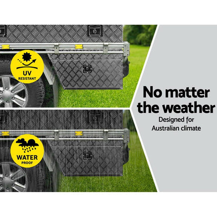 Giantz Pair of Under Tray Undertray Tool Box Aluminium Alloy Underbody Toolbox Tools Storage Kings Warehouse 