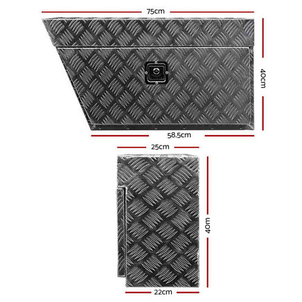 Giantz Pair of Under Tray Undertray Tool Box Aluminium Alloy Underbody Toolbox Tools Storage Kings Warehouse 
