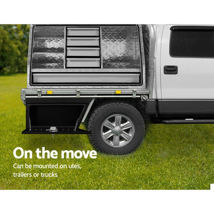 Giantz Ute Tool Box Right UnderTray Toolbox Under Tray Aluminium Underbody Tools Storage Kings Warehouse 
